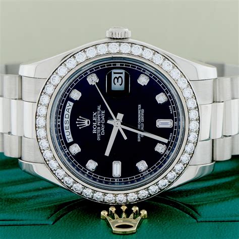 rolex watches day-date ii president white gold diamond bezel|Rolex diamond bezel prices.